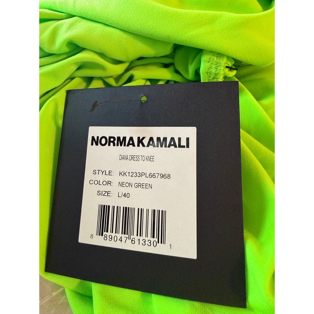 Norma Kamali Diana Dress Neon Green Ruched One Shoulder NWT L - Picture 2 of 4